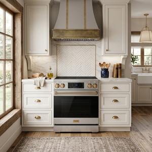 Gordon Ramsay by THOR Kitchen 30" 4.55 cu. ft. Professional Electric Range with Tilt Panel Touch Control, Self-Clean and Air Fry in Stainless Steel with Bronze Accents, RSE30-BRZ