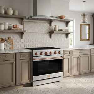 Gordon Ramsay by THOR Kitchen 36" 6 cu. ft. Professional Electric Range with 5 Burners in Stainless Steel with Rose Gold Accents, RSE36P-RSG