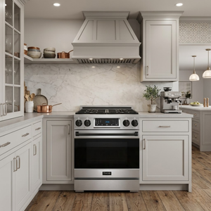 Gordon Ramsay by THOR Kitchen 30" 4.55 cu. ft. Professional Natural Gas Range with Tilt Panel Touch Control and Self-Clean in Stainless Steel with Black Accents, RSG30-BLK
