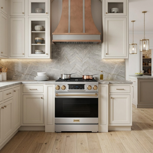 Gordon Ramsay by THOR Kitchen 30" 4.55 cu. ft. Professional Natural Gas Range with Tilt Panel Touch Control and Self-Clean in Stainless Steel with Bronze Accents, RSG30-BRZ