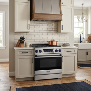 Gordon Ramsay by THOR Kitchen 30" 4.55 cu. ft. Professional Propane Gas Range with Tilt Panel Touch Control and Self-Clean in Stainless Steel with Navy Blue Accents, RSG30LP-BLU