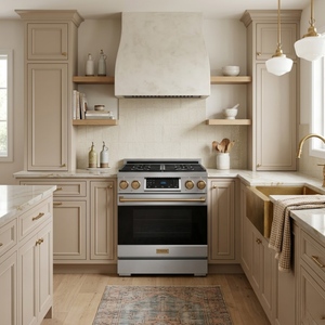 Gordon Ramsay by THOR Kitchen 30" 4.55 cu. ft. Professional Propane Gas Range with Tilt Panel Touch Control and Self-Clean in Stainless Steel with Bronze Accents, RSG30LP-BRZ