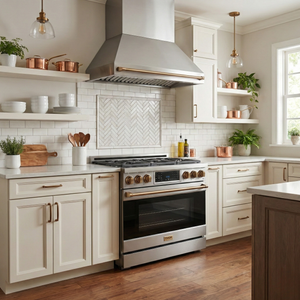 Gordon Ramsay by THOR Kitchen 36" 6.0 cu. ft. Professional Natural Gas Range with Tilt Panel Touch Control, Self-Clean and Air Fry in Stainless Steel with Bronze Accents, RSG36-BRZ