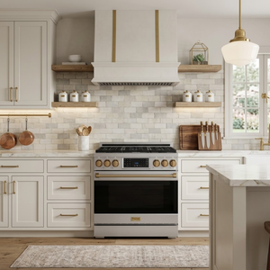 Gordon Ramsay by THOR Kitchen 36" 6.0 cu. ft. Professional Natural Gas Range with Tilt Panel Touch Control, Self-Clean and Air Fry in Stainless Steel with Bronze Accents, RSG36-BRZ