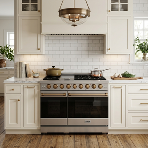 Gordon Ramsay by THOR Kitchen 48" 6.8 cu. ft. Professional Natural Gas Range in Stainless Steel with Bronze Accents, RSG48E-BRZ