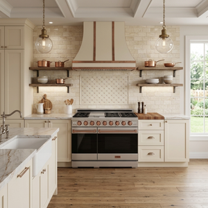 Gordon Ramsay by THOR Kitchen 48" 6.8 cu. ft. Professional Natural Gas Range in Stainless Steel with Rose Gold Accents, RSG48E-RSG