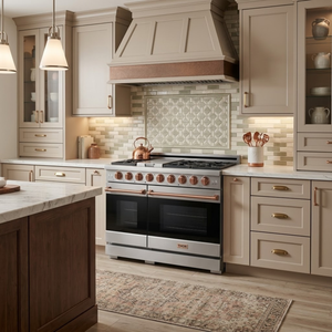 Gordon Ramsay by THOR Kitchen 48" 6.8 cu. ft. Professional Propane Gas Range in Stainless Steel with Rose Gold Accents, RSG48ELP-RSG