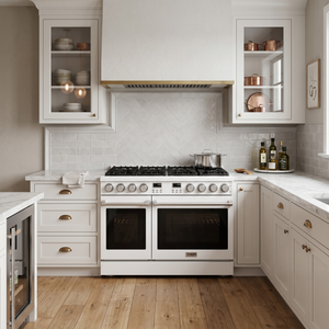 THOR Kitchen Contemporary 48" 7.6 cu. ft. Natural Gas Range with Convection Oven in White Matte, ARG48W