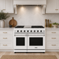 THOR Kitchen Professional 48" 6.75 cu. ft. Natural Gas Range, 6 Sealed Burners with Griddle in White Matte, LRG4807UW