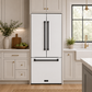 Gordon Ramsay by THOR Kitchen 30" 17.5 cu. ft. French Door Counter Depth Refrigerator with Ice Maker in White with Black Accents, RF3017FFDW-BLK