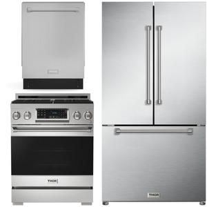 Gordon Ramsay by THOR Kitchen Package - 30" Gas Range, 36" Refrigerator with Ice Maker and Dishwasher in Stainless Steel, AP-RSG30-2