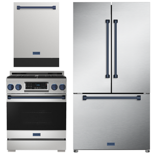 Gordon Ramsay by THOR Kitchen Package - 30" Gas Range, 36" Refrigerator with Ice Maker and Dishwasher in Stainless Steel with Navy Blue Accents, AP-RSG30LP-BLU-2