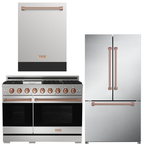 Gordon Ramsay by THOR Kitchen Package - 48" Gas Range, 36" Refrigerator with Ice Maker and Dishwasher in Stainless Steel with Rose Gold Accents, AP-RSG48ELP-RSG-2