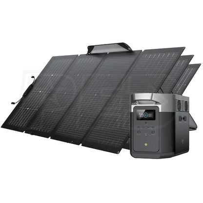 EcoFlow Package - DELTA Max 2000 Portable Power Station (2016Wh) and 3 x Bifacial Portable Solar Panel (220W)
