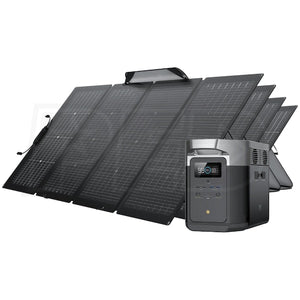 EcoFlow Package - DELTA Max 2000 Portable Power Station (2016Wh) and 4 x Bifacial Portable Solar Panel (220W)