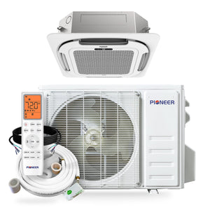 Pioneer® 9,000 BTU 8-Way Cassette Ductless Inverter++ Mini Split Air Conditioner Heat Pump, 230V