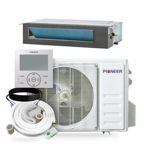 Pioneer® 12,000 BTU Ceiling Concealed Ducted Inverter Mini Split Air Conditioner Heat Pump, 230V