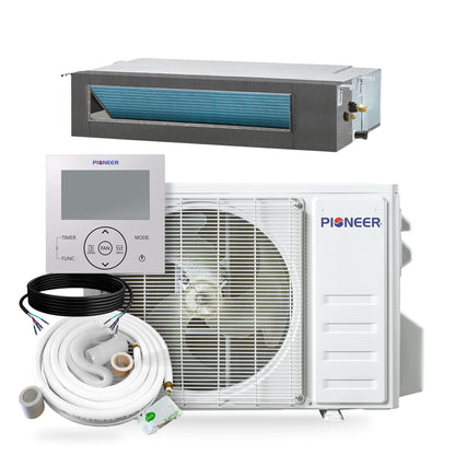 Pioneer® 12,000 BTU Ceiling Concealed Ducted Inverter Mini Split Air Conditioner Heat Pump, 230V