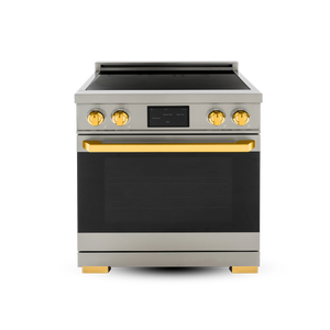 Induction Hardware Luxury Series Vega Edition 30-Inch 5.1 Cu. Ft. Induction Range, Self-Cleaning, Stainless Steel with Gold Accents, S-IR30-SS-VEGA