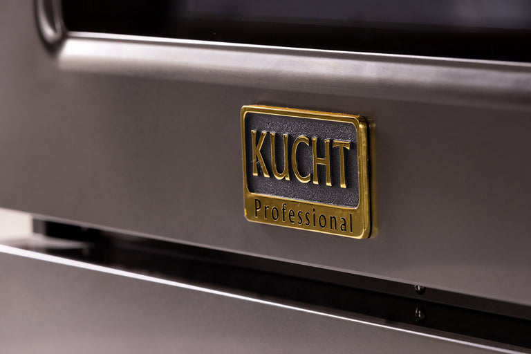 Kucht Gemstone Professional 48" 6.7 cu. ft. Dual Fuel Range in Titanium Stainless Steel with Gold Accents, KED484