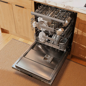 ZLINE Monument Autograph Edition 24-Inch Top Control Built-In Dishwasher, Panel Ready, Champagne Bronze Handle, 44 dBA, DWMTZ-24-CB
