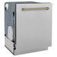 ZLINE Monument Autograph Edition 24-Inch Top Control Built-In Dishwasher, Satin Stainless Steel Panel, Champagne Bronze Handle, 44 dBA, DWMTZ-SN-24-CB
