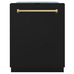 ZLINE Monument Autograph Edition 24-Inch Top Control Built-In Dishwasher, Black Matte Panel, Champagne Bronze Handle, 44 dBA, DWMTZ-BLM-24-CB