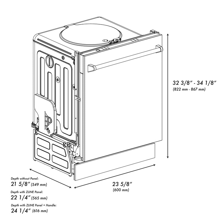 ZLINE 24 in. Top Control Dishwasher in Black Stainless Steel, DW-BS-24