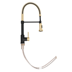 ZLINE Autograph Apollo Pull Down Spring Single Handle Kitchen Faucet in Matte Black and Champagne Bronze, APL-KF-ZMBCB