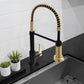 ZLINE Autograph Apollo Pull Down Spring Single Handle Kitchen Faucet in Matte Black and Champagne Bronze, APL-KF-ZMBCB