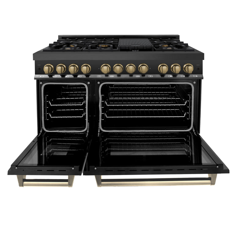 ZLINE Autograph 48" 6.0 cu. ft. Dual Fuel Range in Black Stainless Ste