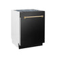 ZLINE Tallac Autograph Edition 24-Inch Top Control Built-In Dishwasher, Black Stainless Steel Panel, Traditional Champagne Bronze Handle, 51 dBA, DWVZ-BS-24-CB