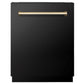 ZLINE Tallac Autograph Edition 24-Inch Top Control Built-In Dishwasher, Black Stainless Steel Panel, Traditional Polished Gold Handle, 51 dBA (DWVZ-BS-24-G)