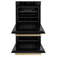ZLINE 30" Autograph Double Wall Oven with Air Fry and Self-Clean in Black and Champagne Bronze Handle, WADBZ-30-CB