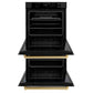 ZLINE 30" Autograph Double Wall Oven with Air Fry and Self-Clean in Black and Gold Handle, WADBZ-30-G