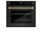 ZLINE Autograph 30" Professional True Convection Single Wall Oven with Air Fry and Self Clean in Black Stainless Steel with Champagne Bronze Helix Handle, WASBZ-30-KCB