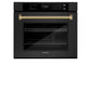 ZLINE Autograph 30" Professional True Convection Single Wall Oven with Air Fry and Self Clean in Black Stainless Steel with Polished Gold Helix Handle, WASBZ-30-KG