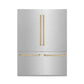 ZLINE 60" Autograph Refrigerator with Internal Water & Ice Dispenser in Fingerprint Resistant Stainless Steel with Bronze Accents