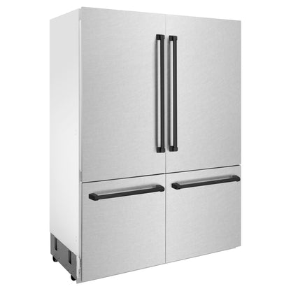 ZLINE 60" Autograph Built-In Refrigerator, Internal Water & Ice Dispenser in Fingerprint Resistant Stainless Steel with Matte Black Accents