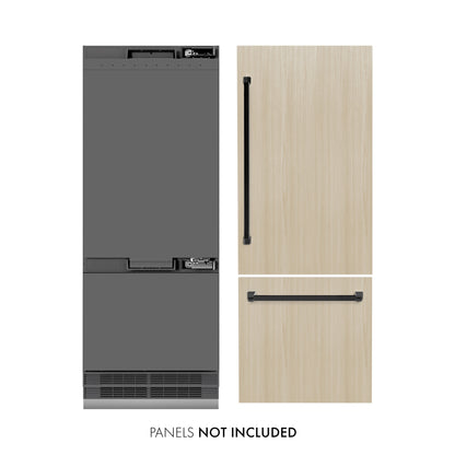 ZLINE Autograph 30" 16.1 cu. ft. Panel Ready Built-In Bottom Freezer Refrigerator with Water Dispenser and Ice Maker with Graphite Gray Interior and Matte Black Accents, GRBIVZ-30-MB