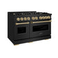 ZLINE Autograph 48" 6.7 cu. ft. Classic Double Oven Gas Range with 8 Burners in Black Stainless Steel and Champagne Bronze Accents, CGRBZ-48-CB