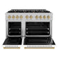 ZLINE Autograph 48" 6.7 cu. ft. Classic Double Oven Dual Fuel Range with 8 Burners in DuraSnow® Stainless Steel with White Matte Doors and Champagne Bronze Accents, CDRSZ-WM-48-CB