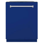 ZLINE Monument 24-Inch Top Control Built-In Dishwasher, Blue Matte Panel, Traditional Handle, 45 dBA (DWMT-BM-24)