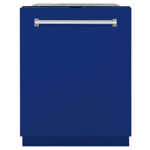 ZLINE Monument 24-Inch Top Control Built-In Dishwasher, Blue Matte Panel, Traditional Handle, 45 dBA (DWMT-BM-24)
