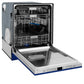 ZLINE Monument 24-Inch Top Control Built-In Dishwasher, Blue Gloss Panel, Traditional Handle, 45 dBA, DWMT-BG-24