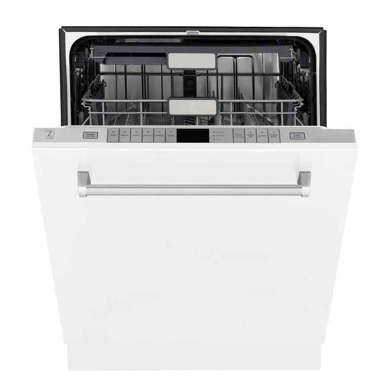 ZLINE 24 In. Monument Series 3rd Rack Top Touch Control Dishwasher in White Matte, 45dBa, DWMT-WM-24