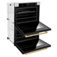 ZLINE 30" Autograph Double Wall Oven with Air Fry and Self-Clean in DuraSnow® Stainless Steel and Gold Handle, WADSZ-30-G
