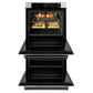 ZLINE 30" Autograph Double Wall Oven with Air Fry and Self-Clean in DuraSnow® Stainless Steel with White Matte Door and Black Matte Handle, WADSZ-WM-30-MB