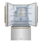 ZLINE Autograph 36" 28.9 cu. ft. Standard-Depth French Door External Water Dispenser Refrigerator with Dual Ice Maker in Fingerprint-Resistant Stainless Steel and Champagne Bronze Helix Handles, RSMZ-W-36-KCB