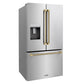 ZLINE Autograph 36" 28.9 cu. ft. Standard-Depth French Door External Water Dispenser Refrigerator with Dual Ice Maker in Fingerprint-Resistant Stainless Steel and Champagne Bronze Helix Handles, RSMZ-W-36-KCB